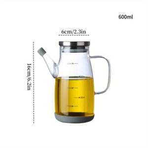 TEMU 스테인리스 스틸 캡 유리 오일 병, 고강도 보로실리케이트 유리 오일 붓기병, 내열 내냉 유리 오일병, 식초병, 대형 직경 누수 방지 오일병, 대용량 가정용 오일병