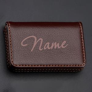 TEMU 맞춤형 이름/텍스트 PU 가죽 자석 명함지갑 - 맞춤 이니셜 & 이름 포켓, 자석 잠금, 남성용 전문 명함 케이스, 기업 브랜딩, 선물용 (이름/이니셜/텍스트)
