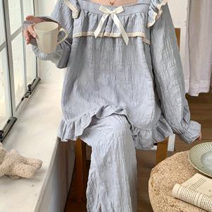 TEMU 로얄 스타일 여성용 파자마 세트 내장 브라 포함 - 긴 소매, 사각 넥라인, 단색, 리본 디테일, 봄/가을에 완벽, 편안한 홈웨어, 성인 사이즈, 편안한 홈웨어|로얄 스타일|사각 넥라인, , 겨울 파자마, 긴 소매 파자마, 여성용 파자마, 중세 파자마 탑 화이트