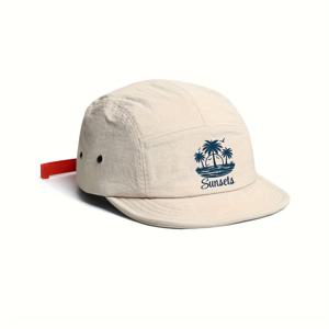 TEMU 빈티지 스타일 빠른 건조 야구 모자 - 통기성 좋고 조절 가능한 스냅백, 야자수 & 선셋 디자인, 블랙 레드 스트랩, 캐주얼 스타일 캐주얼 의상용, 캐주얼 헤드웨어 | 빈티지 스타일 캡 | 건설