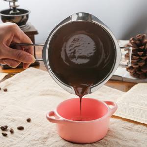 TEMU Baijl 스테인리스 스틸 용해 냄비 & 더블 보일러 - 헤비듀티 201 등급, 뚜껑 및 내열 레드 핸들 포함, 인덕션 호환 - 초콜릿 분수, 캔들 만들기, 왁스 용해 냄비, 디저트 워머, 베이킹용