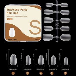 TEMU 100개입 소프트 젤 투명 프레스온 네일 팁 - 하프 매트 아몬드 쉐이프 중간 길이 손톱, 12가지 사이즈 풀 커버 매니큐어용, 내구성 & 편안한 자연스러운 연장형, 고급 젤 팁, 뷰티 액세서리
