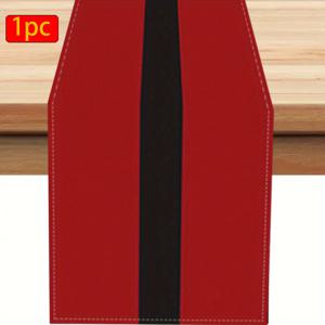 TEMU 1개, 크리스마스 테마 레드 산타 벨트 패턴 테이블 러너, 13x72인치 직사각형 리넨 식탁보, 새해 파티 장식용, 팜하우스 홈 다이닝 키친 테이블/현관 장식, 거실 소파 책상 화장대 커피테이블 호텔