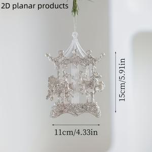 TEMU 수제 골든 아크릴 크리스마스 장식품 - 빈티지 카니발 스노우플레이크 디자인의 전기 필요 없는 걸이 장식, 휴일 트리 및 창문 디스플레이에 완벽한 크리스마스 장식