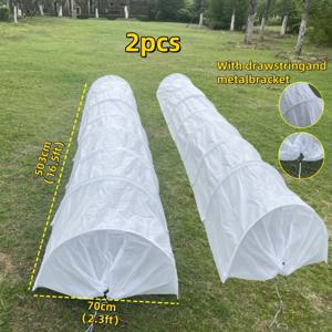 TEMU 금속 프레임 및 끈이 있는 16.5피트 x 2.3피트 헤비듀티 접이식 화이트 가든 터널 - 야외 식물용 겨울 방수 아치형 온실 커버, 재사용 가능한 날씨 저항 식물 보호, 딸기 성장 및 해충 제어에 이상적, 내구성 있는 식물 커버