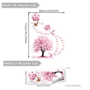 TEMU 분홍색 복숭아꽃 나무와 나비 토끼 벽 스티커 세트 - 침실 거실 소파 입구 배경 장식용 홈 데코
