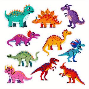 TEMU 10개 공룡 자수 패치 - 옷, 모자, 청바지 및 DIY 공예용 컬러풀 아이언온/바느질 앱리케 - 트렉스, 티라톱스, 스테고사우루스 등 디자인의 내구성 있는 원단, 공룡 의류 장식, 재미있는 자수, 쉬운 적용 패치