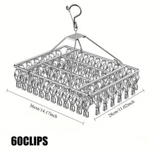 TEMU 헤비듀티 스테인리스 스틸 빨래 건조대 - 클립, 회전 후크, 공간 절약형 세탁 정리대 (욕실, 주방, 세탁실용) - 양말, 속옷, 바지, 수건 걸기 가능 - 쉬운 청소, 세련된 디자인, 견고한 구조, 아파트 거주자용 옷핀 포함