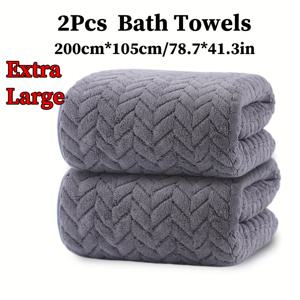 TEMU 2개 세트 초대형 목욕 시트 200cm*105cm/78.7*41.3인치, 초대형 목욕 타월, 마이크로화이버 소재, 부드럽고 편안한 흡수력 좋음, 욕실 샤워, 호텔, 캠핑 담요, 사우나에 적합, 다양한 색상 선택 가능, 세탁용 천|샤워타올