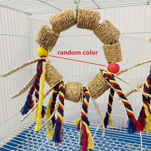 TEMU 컬러풀 앵무새 씹기 장난감 – 인조 옥 밀렛 스틱, 호리병자루, 나무 비즈 태슬 장식 포함 – 새장용 매달린 등반 스윙으로 앵무새를 즐겁게 하고 풍요롭게