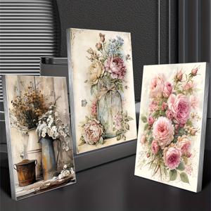 TEMU 3pcs DIY 페인팅 풀 드릴 꽃 자수 키트, 30*40cm/15.75*11.81인치