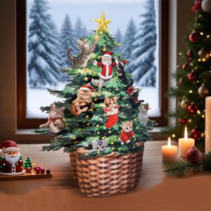 TEMU 귀여운 고양이 크리스마스 트리 팝업 카드, 3D 메리 크리스마스 선물 카드, 그녀/그를 위한 생일 선물, 귀여운 키티 크리스마스 요소, 세련된 시즌 인사 카드, 홈 오피스 장식, 테이블 센터피스, 파티 용품