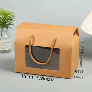 TEMU 12개 우아한 창문형 선물 상자 손잡이 포함 - 갈색 & 흰색, 결혼식, 생일, 기념일에 완벽 - 크리스마스, 할로윈, 추수감사절, 새해, 모든 행사에 이상적, 선물용 상자, 크리스마스에 가장 적합, 추수감사절에 완벽