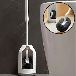 TEMU 에르고노믹 롱 핸들 화장실 브러시 세트, 빠른 조립 통풍 베이스 욕실 청소 도구, 변기 클리너 브러시 및 플런저 세트, 고양이 모양 벽걸이 홀더, 내구성 강한 방청 소재, 컴팩트 디자인, 공간 절약형 홈 클리닝 키트, 바쁜 집주인을 위한 휴지통 솔루션