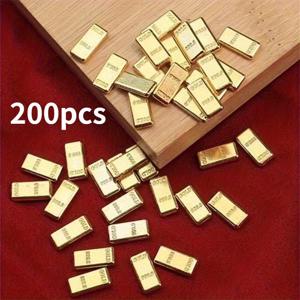 TEMU 200개 미니어처 골든 바 세트, DIY 장식용으로 완벽한 초현실적인 디테일이 있는 플라스틱 제작, 전기도금 처리로 내구성을 보장하는 골든 잉곳 디자인