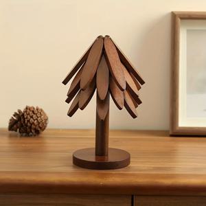 TEMU 고품질 나무 삼각대 접이식 주방용 내열 식기 받침, 나무 모양 디자인, 가정용 내열 식기 받침, 컵 홀더, 뜨거운 요리, 냄비, 그릇, 찻주전자에 적합