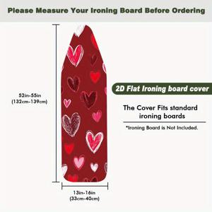 TEMU 1개 미끄럼방지 내열성 다용도 다리미판 커버 - 레드 하트 패턴 (진보라색, 표준 사이즈 호환), 노슬립 베이스 & 쉬운 세척 표면, 가정용 2D 평평한 디자인