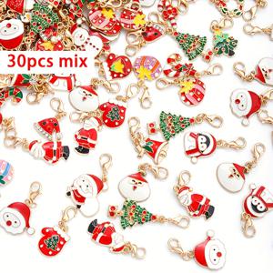TEMU 크리스마스 합금 에나멜 펜던트 10/20/30개입, 로브스터 걸쇠 포함, 대량 크리스마스 펜던트 (샌타, 눈사람, 사슴 모양), 목걸이 및 팔찌 제작용, 크리스마스 귀걸이 용품.|귀걸이|목걸이|팔찌