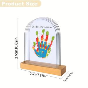 TEMU 가족 손바닥 장식 사진 프레임, 투명 DIY 커플 사랑자 아트 프레임, 기념품, 홈 , 탁상 디스플레이, 타원형, 수직 방향, 도장된 마감, 단일 사진 프레임, 캐주얼 스타일, 인공 목재 재질