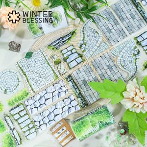 TEMU 7Cm*2M 녹색 식물 깔판석 도로 PET 와시 테이프 잔디 투명 롤 스티커 장식 접착 테이프 스크랩북 저널 미적 문구류 루프:100Cm