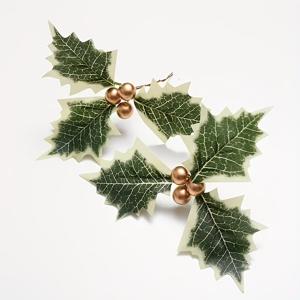 TEMU 크리스마스 홀리 플라워와 베리와 녹색 잎 30개 세트, 크리스마스 장식용 인공 잎, 휴일 파티 장식 및 DIY 공예, 크리스마스 홈 장식, 레드/골든/실버