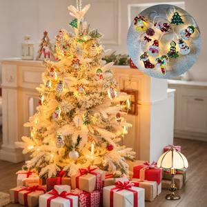 TEMU 새로운 LED 크리스마스 페어리 라이트, , 종, 사탕 지팡이, 눈사람, 트리 & 양말 디자인 철제 스트링 조명 - 배터리 구동 (배터리 미포함) 벽난로, 계단, 방 장식, 파티, 결혼식 및 겨울 축제 장식용