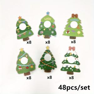TEMU 크리스마스 트리 롤리팝 장식 카드 48장 세트 - 캔디 스틱과 눈꽃, 