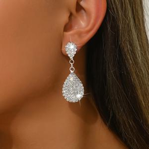 TEMU 1쌍 패션 라이트 럭셔리 우아한 여성용 귀걸이, 반짝이는 라인스톤 세팅, 정장 볼 웨딩 신부 신부 들러리 파티 귀걸이