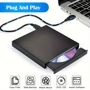 TEMU 7-in-1 멀티펑션 외장 플레이어/리더/라이터 USB C 휴대용 CD/DVD +/-RW 드라이브, USB 3.0 USB C 허브 DVD CD 버너, 노트북 및 올인원 데스크탑 컴퓨터 호환|CD플레이어