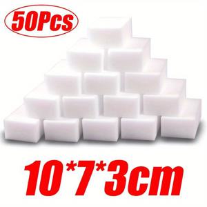TEMU 50/100개 매직 클리닝 스펀지 - 10x7x3cm 멜라민 폼 패드, 자동차 대시보드·주방·욕실·야외용 다목적 스커프버 - 내구성 강한 흡수력 우수, 청소 쉬움, 텍스처 표면, 차량 세척 액세서리