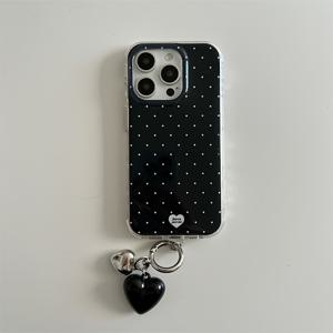 TEMU 투명한 화이트 라이트 폴카 도트 하트 폰 케이스, 아이폰 11, 12, 13, 14, 15 및 16 프로 맥스 호환, 핸디 케이스, 폰 케이스|폰케이스|아이폰케이스