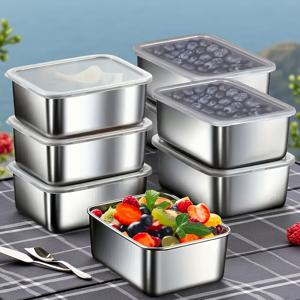 TEMU 16개 세트 야외 스테인리스 식기 보관 용기, 뚜껑 포함, 쌓을 수 있는 식품 저장 상자, 야채·과일·고기용, 캠핑·RV 여행·해변 파티·사무실 점심·학교 도시락에 적합