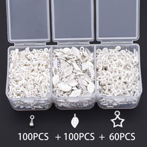 TEMU 260개/박스 별잎 물방울 펜던트 박스 장식 액세서리 아연 합금 펜던트 주얼리 테일 체인 만들기 팔찌, 열쇠고리, 목걸이, 귀걸이, 가방 만들기 액세서리 DIY 주얼리 만들기 액세서리 휴일 장식품 만들기 수제 헤어핀 헤드웨어 액세서리