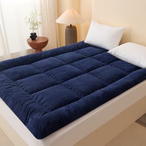 TEMU 1개 네이비블루 벨벳 패브릭과 고탄성 충전재가 적용된 이불매트, 클러밍을 방지하기 위한 퀼팅 디자인. 장기간에도 우수한 탄력성 유지, 풀 사이즈 침대매트리스, 소프트 베드탑퍼, 얇은 매트레스토퍼