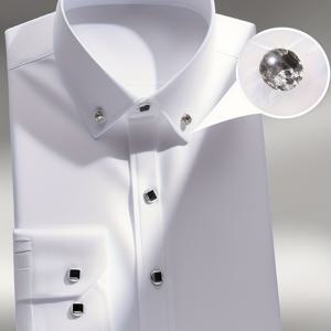 TEMU <2025 남성 셔츠 선택 추천, 정교한 장인 정신> 남성용 패션 드레스워크 봄가을 올드머니 스타일 사업가 긴팔버튼 -캐주얼웨어 주름방지 빠른건조비침투하지 않는 원단부드러운질감클래식칼라디자인출퇴근-사업파티거리복고품질봉제트렌디탑휴일가운,우아한남성용드레스셔츠,클래식셔츠