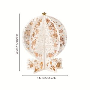 TEMU 핸드메이드 3D 팝업 크리스마스 카드 - 골든 스노우플레이크 & 볼 디자인, 빈티지 플로럴 인사말, 축제·발렌타인데이·생일 선물용