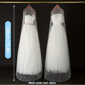 TEMU 2개 세트 우아한 웨딩드레스 보관 가방 - 여행용 & 수납용 긴 웨딩드레스 커버 + 액세서리 파우치, 보호 커버 (웨딩드레스 메쉬)