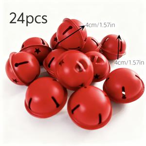 TEMU 24개 빈티지 레드/그린 메탈 크리스마스 벨 | 1.57인치 별 컷아웃 디자인, 트리, 파티 & 홈 데코, 공예 프로젝트, 애완 동물 액세서리, 축제 선물 세트에 적합