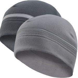 TEMU 2개 폴라 플리스 가을 겨울 사이클링 모자, 안전한 야간 러닝 및 라이딩 모자, 보온 스포츠 모자, 남녀 공용, 아웃도어 낚시, 러닝, 사이클링, 스키, 암벽 등반에 적합