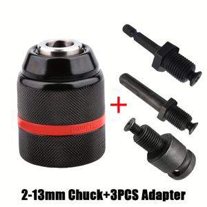 TEMU 23가지 상황용 키리스 자체 잠금 드릴 척 세트 - 1/2-20UNF, 2-13mm 헥스/SDS-플러스/전기 렌치 바 및 퀵 그립 어댑터 포함 - 헤비듀티 메탈 구조, 인체공학적 핸들 디자인, 드릴, 스크루드라이버, 임팩트 렌치용 멀티펑셔널 도구 액세서리 | 질감 있는 그립 표면 | 열처리된 금속