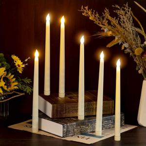 TEMU 6개 리얼 흔들리는 LED 불꽃 없는 양초 - 배터리 작동 플라스틱 양초 홀더, 독립형 디자인, 가족 저녁 식사, 결혼식, 파티, 할로윈, 크리스마스 및 축제 장식에 적합 (배터리 미포함)