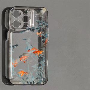 TEMU 금붕어 디자인의 투명 TPU 풀커버 폰 케이스, 애플 아이폰 15/14/13/12/Xs/Xr/X/7/8/미니/프로/플러스/프로 맥스 호환 보호 커버 - 케이스 - 투명 - 금붕어 156GZ