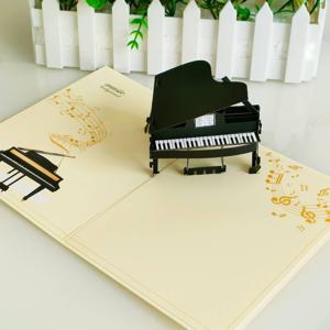 TEMU 1개 피아노 생일/기념일/감사 카드 - 우아한 블랙 그랜드 피아노 디자인과 음표, 접이식 3D 카드 (봉투 포함) - 음악가, 피아노 애호가를 위한 완벽한 선물, 결혼식, 콘서트, 공식 행사용 베이지 배경, 고품질 종이, 음악 애호가를 위한 기념일 인사말