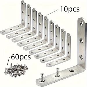 TEMU 70개 세트 헤비듀티 철제 L자형 코너 브래킷 (사전 구멍 및 나사 포함) - 90도 각도 브라켓, 가구, 선반, 캐비닛, 책상용 견고한 금속 조인트 보강 (쉬운 조립)