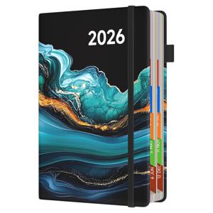 TEMU 1개 Dzhzal 2026 A5 일일 플래너 - 우아한 틸 & 골든 마블 디자인, 월별 및 일일 보기, 밴드 탄성 클로저, 펜 루프 & 뒷주머니 - 사무실, 학교, 개인용 전문 정리기 - 컴팩트 플래너 (5.7x8.3인치) - 성인을 위한 이상적인 선물, 현대 노트북, 견고한 구조, 회의 기록, 사무직 종사자|달력|달력