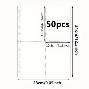 TEMU A4 사이즈 투명 플라스틱 바인더, A4 사진 슬리브 A4 홀 바인더 포켓, 양면 4홀 포토 보호기, 앨범 액세서리, A4 1/2/4 링 바인더용 앨범 필러, 포토카드 바인더 카드 슬리브 PP 투명 포토카드 홀더 DIY 포토 앨범 슬리브, 동전 수집 및 예술 보관, A4 페이지 보관|포카바인더