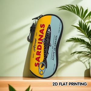 TEMU 유클리드 사르디네스 디자인 안경 케이스 - 모던 레트로 2D 프린팅 지퍼 클로저, 경량 & 휴대용, 생선통 영감 노랑 & 파란 컬러 스키마, 남녀공용 스크래치 방지 보호 커버