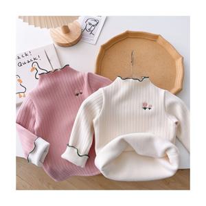 TEMU 여아용 투피스 스타일리시 안감 베이스 레이어 탑, 가을 겨울 플로럴 다용도 베이비 탑, 두꺼운 보온 티셔츠, 포근하고 패셔너블, 여아 필수 아이템, 겨울 의류,추운 날씨용 의류,따뜻한 원단,플리스 라인드 탑,긴팔 셔츠|티셔츠