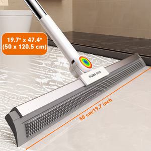 TEMU 헤비 듀티 바닥 빗자루 & 반려동물 털 제거기 - 논스틱 브러쉬가 있는 긴 손잡이 빗자루, 나무, 타일, 카펫, 유리용 확장 및 길이 확장 디자인 - 욕실, 주방, 거실에 적합, 바닥용 빗자루, 주방 청소, 인체공학적 손잡이