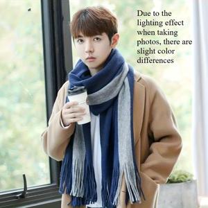 TEMU 1개 남성용 레트로 스카프 - 부드럽고 따뜻한 겨울용 목도리 & 숄, 멀티컬러 패치워크 (브라운/베이지/탄) - 캐주얼 & 포멀 의상에 다용도 파슈미나 - 럭셔리 남성 액세서리